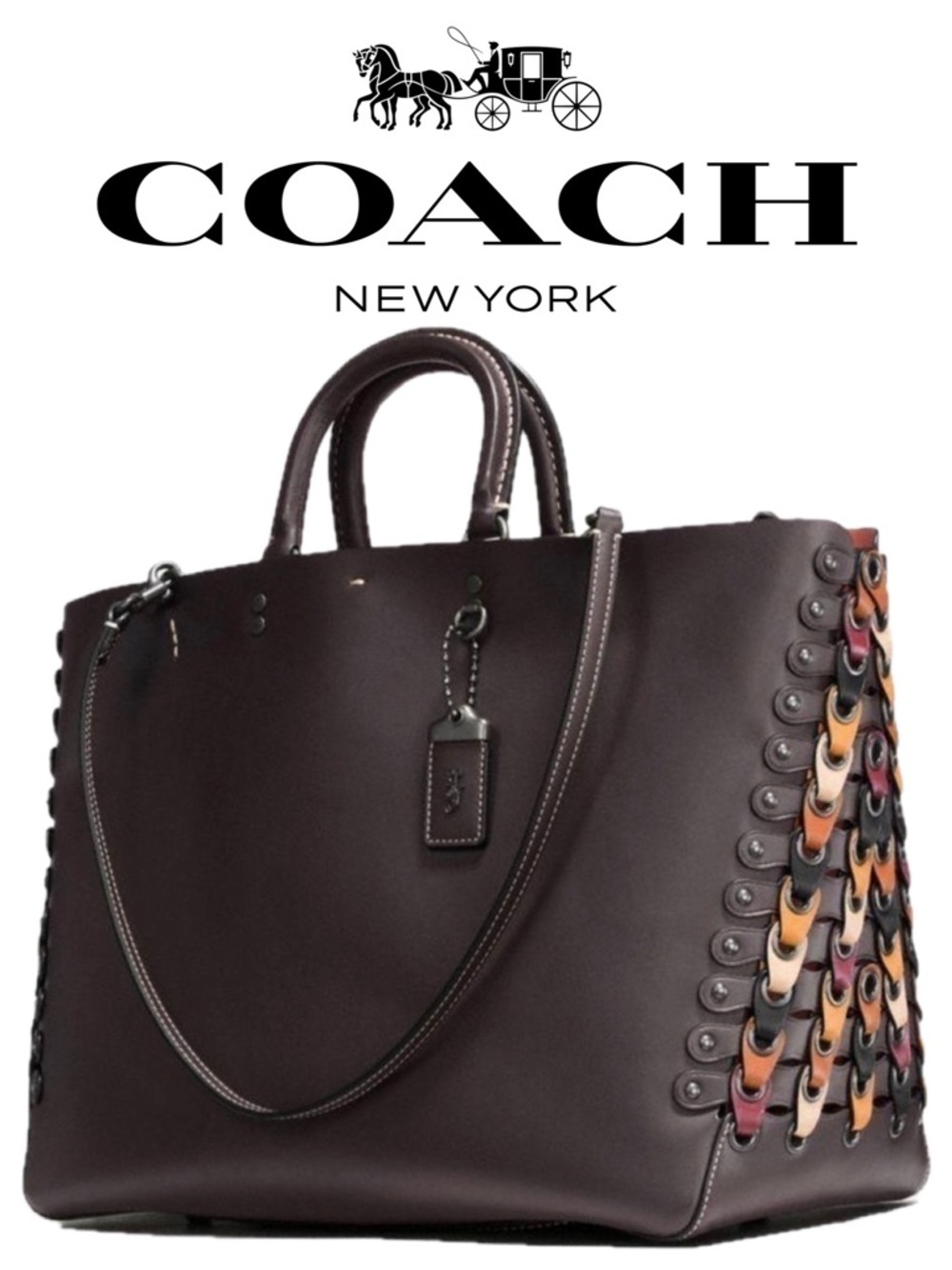 Coach Rogue Link Melon Brown Tote Bag 1941 Retail